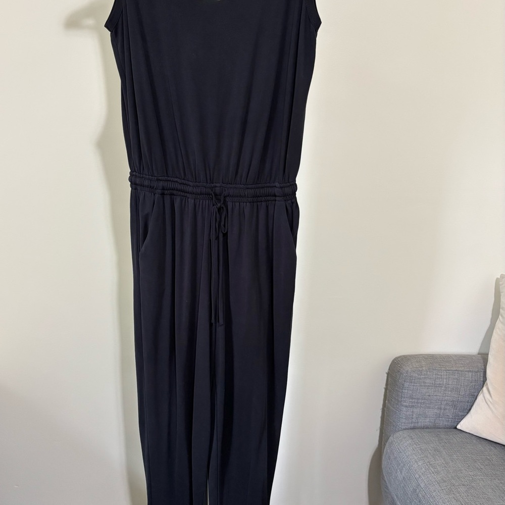 Black Sleeveless Jumpsuit with Tie Waist